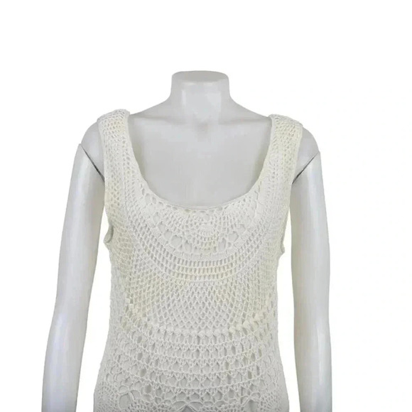 Linea Domani Crochet Midi Dress Cream Boho  Sleeveless Size Large - Picture 2 of 9